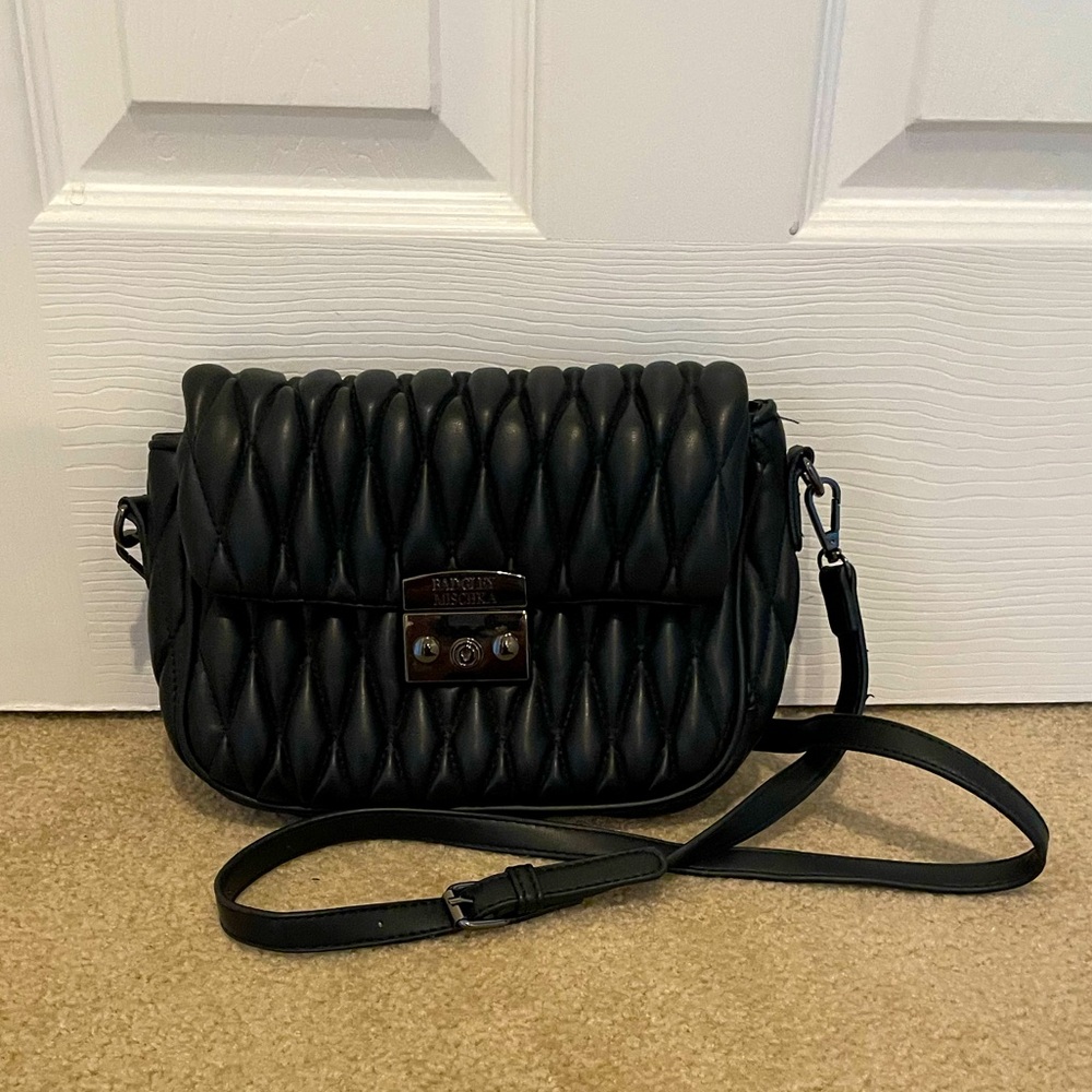 Badgley Mischka - vegan - black quilted purse - cross body